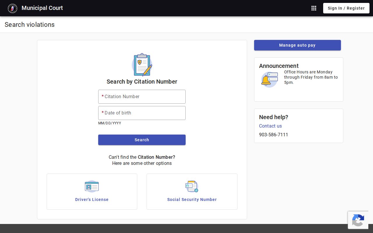 Cherokee County warrant records context: Jacksonville citation search interface