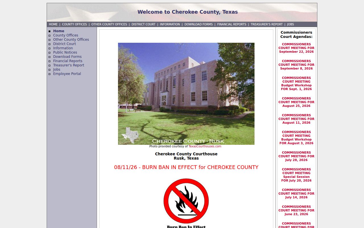 Cherokee County warrant records resource: county courthouse and government entrance