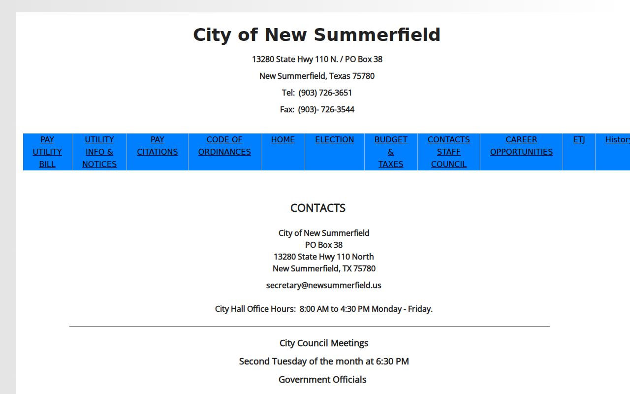 New Summerfield warrant records: police, municipal court and City Hall contacts